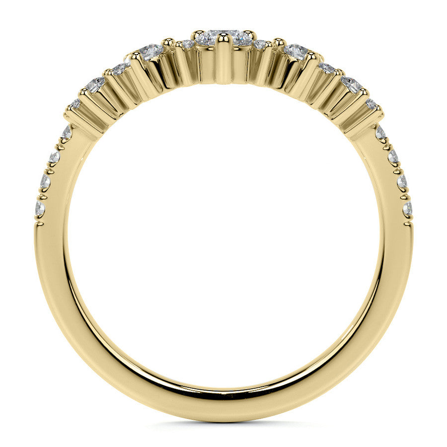 Curved Round Brilliant Moissanite Stackable Band