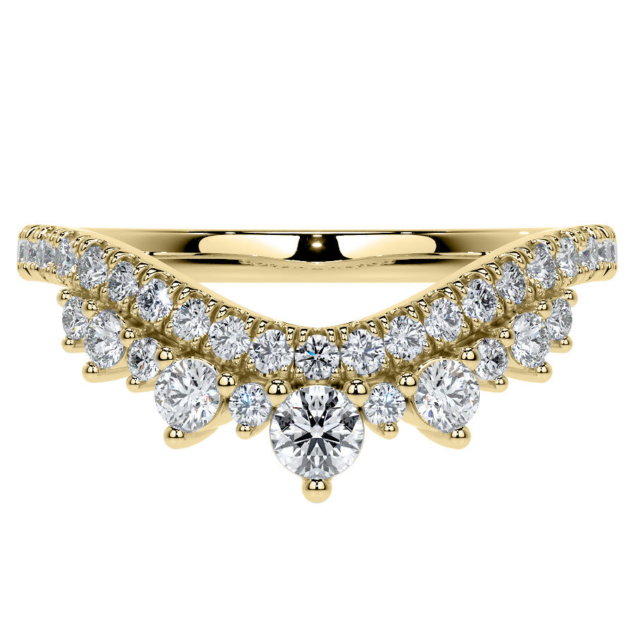 Curved Round Brilliant Moissanite Stackable Band