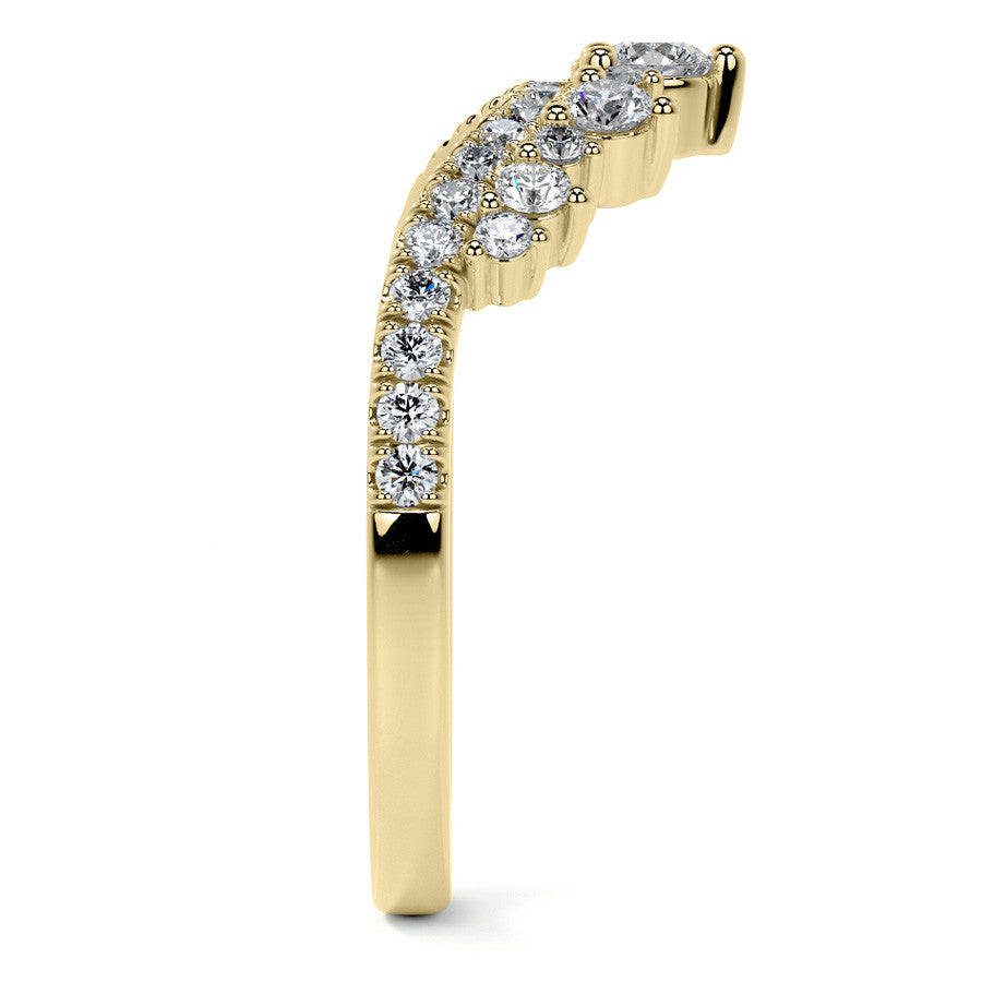 Curved Round Brilliant Moissanite Stackable Band