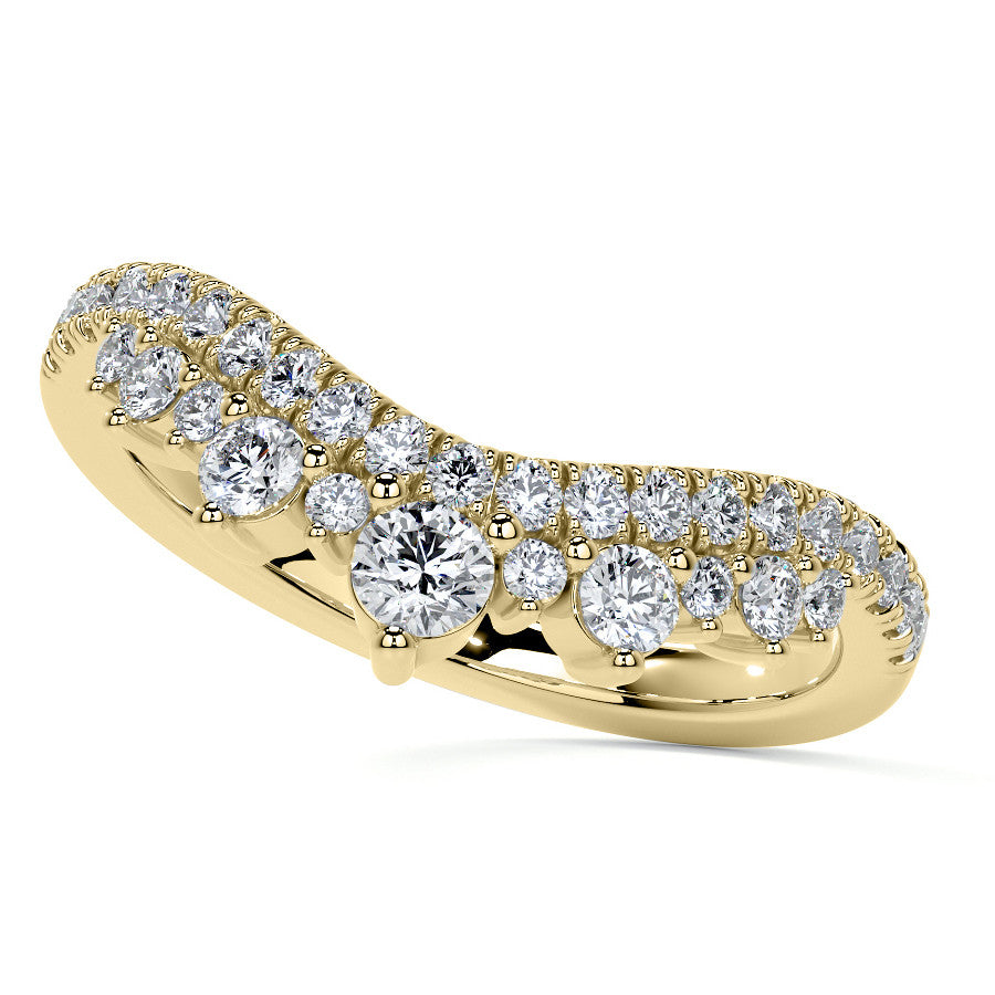 Curved Round Brilliant Moissanite Stackable Band