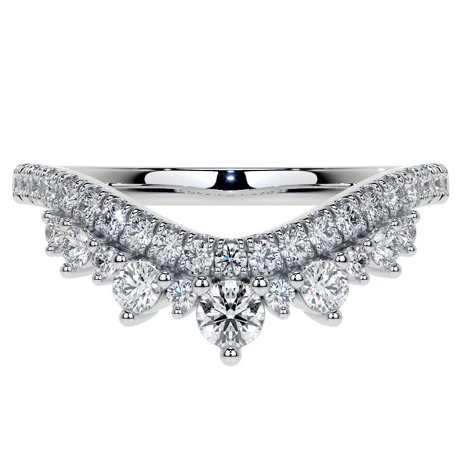 Curved Round Brilliant Moissanite Stackable Band