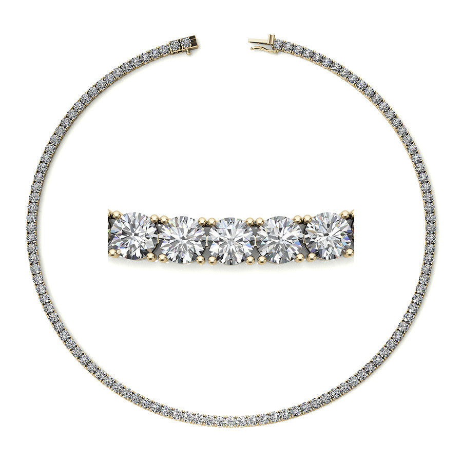 4-Prong 3.5mm Round Brilliant Moissanite Tennis Necklace 16.4ct - 20.4ct