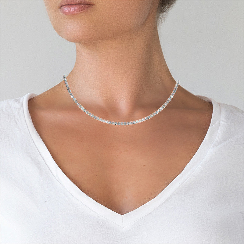 4-Prong 3.5mm Round Brilliant Moissanite Tennis Necklace 16.4ct - 20.4ct