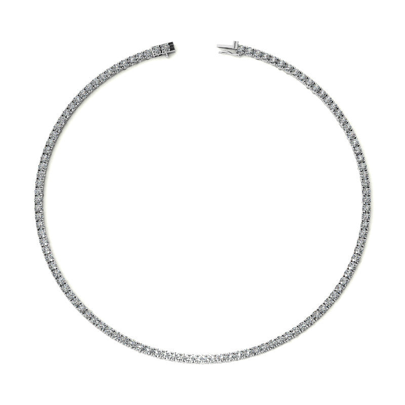 4-Prong 3.5mm Round Brilliant Moissanite Tennis Necklace 16.4ct - 20.4ct