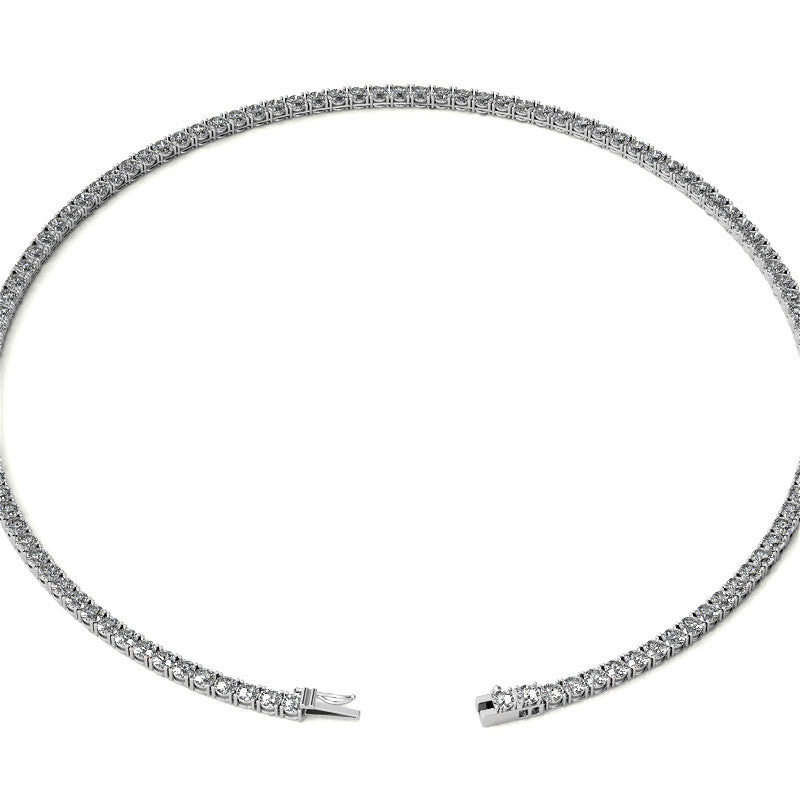4-Prong 3.5mm Round Brilliant Moissanite Tennis Necklace 16.4ct - 20.4ct