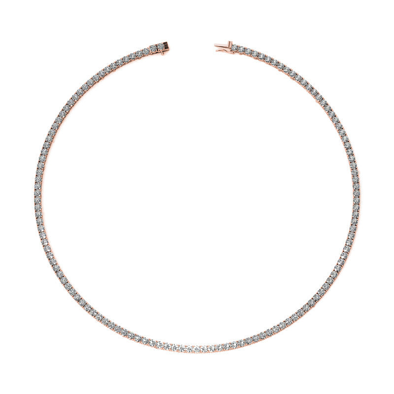 4-Prong 3mm Round Brilliant Moissanite Tennis Necklace 12.5ct-15.7ct