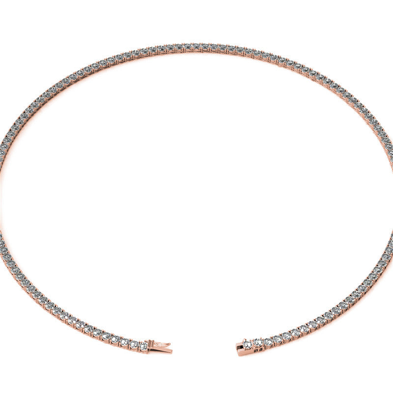 4-Prong 3mm Round Brilliant Moissanite Tennis Necklace 12.5ct-15.7ct