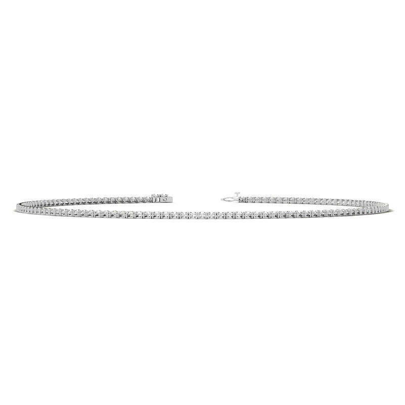 4-Prong 3mm Round Brilliant Moissanite Tennis Necklace 12.5ct-15.7ct
