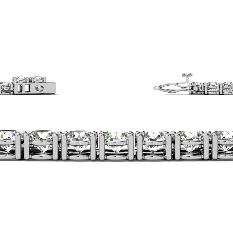 4-Prong 3mm Round Brilliant Moissanite Tennis Necklace 12.5ct-15.7ct