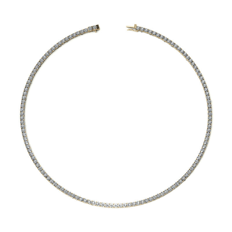 4-Prong 3mm Round Brilliant Moissanite Tennis Necklace 12.5ct-15.7ct