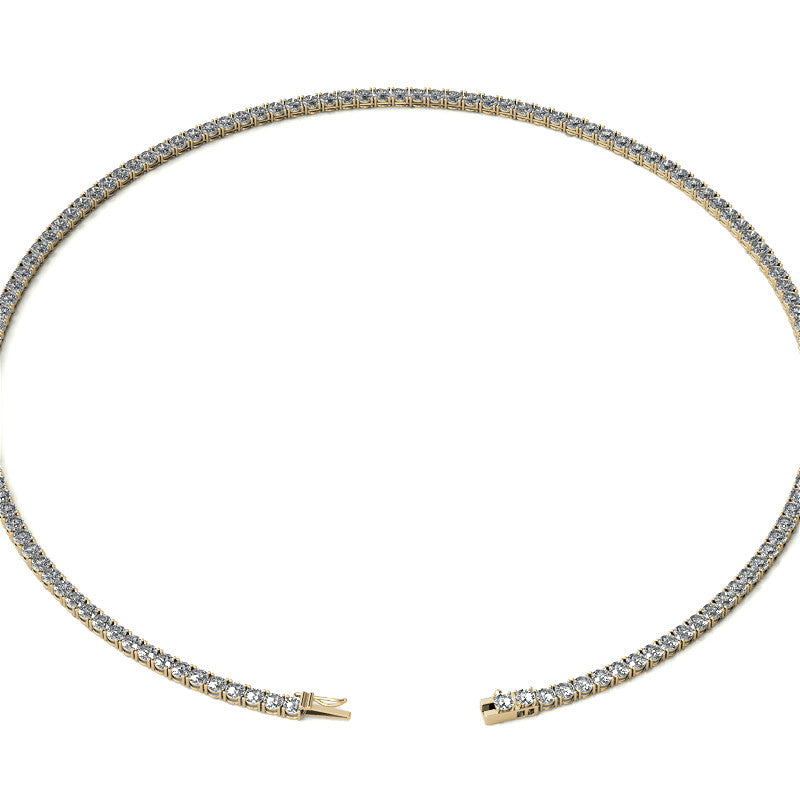 4-Prong 3mm Round Brilliant Moissanite Tennis Necklace 12.5ct-15.7ct