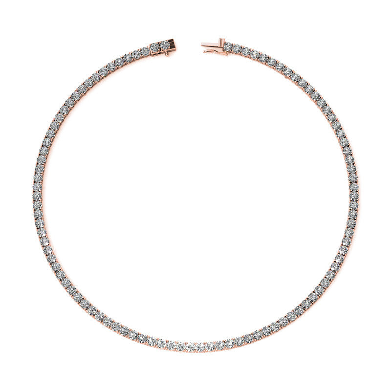 4-Prong 4mm Round Brilliant Moissanite Tennis Necklace 23.25ct - 29.25ct