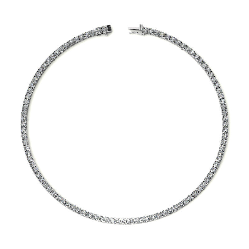 4-Prong 4mm Round Brilliant Moissanite Tennis Necklace 23.25ct - 29.25ct