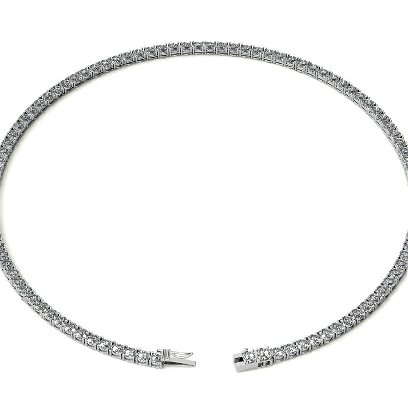 4-Prong 4mm Round Brilliant Moissanite Tennis Necklace 23.25ct - 29.25ct