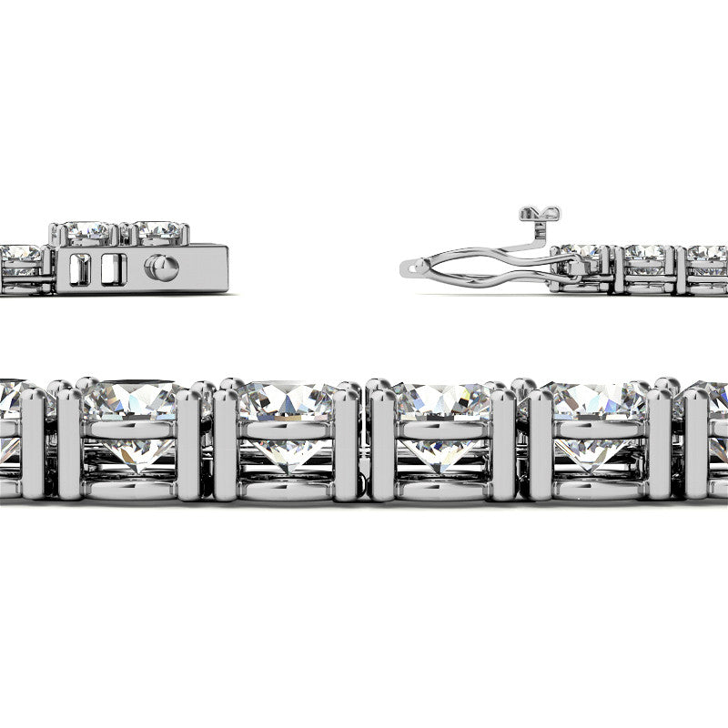 4-Prong 4mm Round Brilliant Moissanite Tennis Necklace 23.25ct - 29.25ct