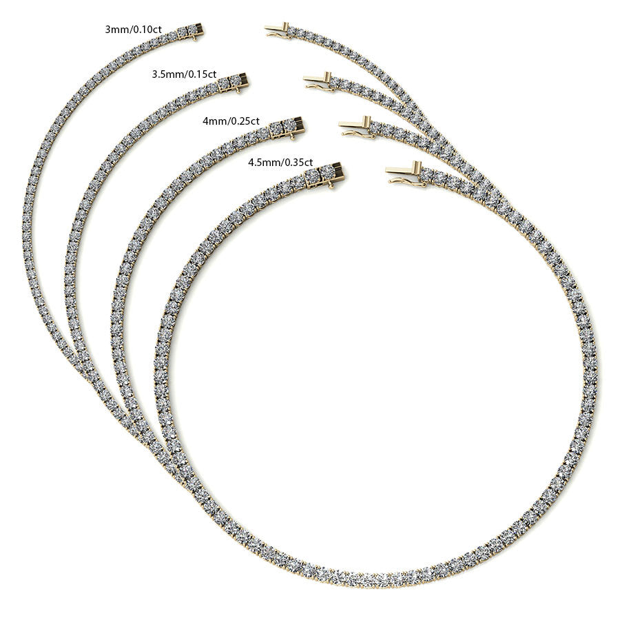 4-Prong 4.5mm Round Brilliant Moissanite Tennis Necklace 28.4ct - 35.3ct
