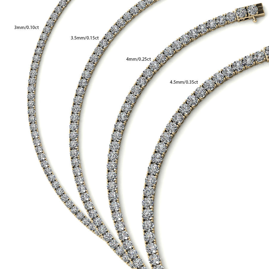 4-Prong 4mm Round Brilliant Moissanite Tennis Necklace 23.25ct - 29.25ct