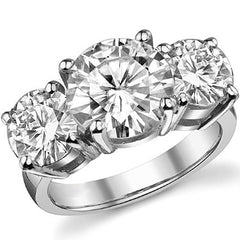 7ct (10mm,7.5mm) Round Brilliant Moissanite Three Stone Ring