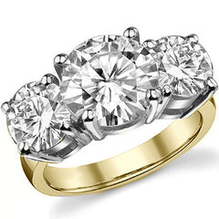 7ct (10mm,7.5mm) Round Brilliant Moissanite Three Stone Ring