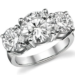 7ct (10mm,7.5mm) Round Brilliant Moissanite Three Stone Ring