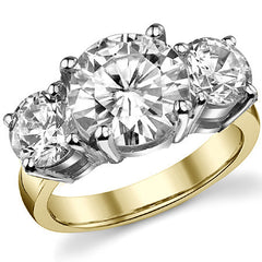 6ct (10mm,6.5mm) Round Brilliant Moissanite Three Stone Ring