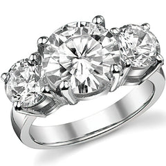 6ct (10mm,6.5mm) Round Brilliant Moissanite Three Stone Ring