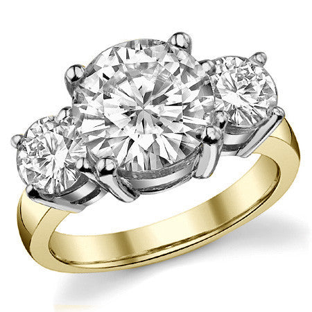5.5ct (10mm,6mm) Round Brilliant Moissanite Three Stone Ring