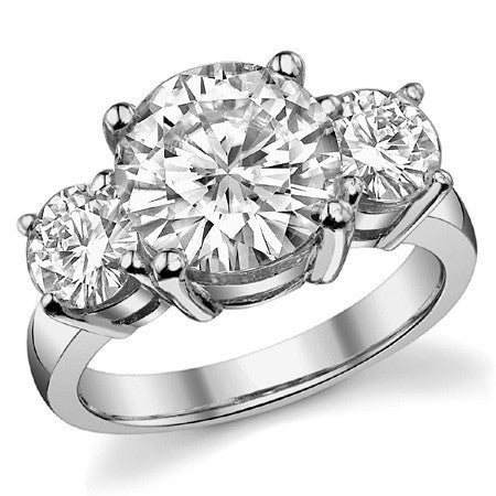 5.5ct (10mm,6mm) Round Brilliant Moissanite Three Stone Ring