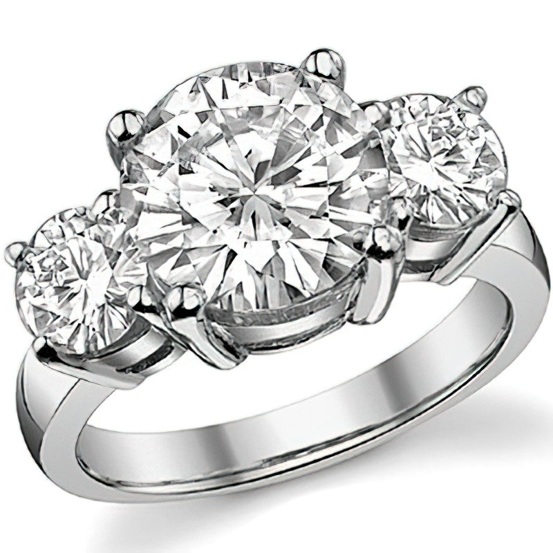 5.5ct (10mm,6mm) Round Brilliant Moissanite Three Stone Ring