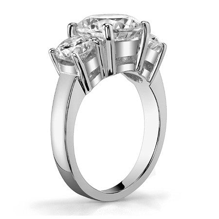 5.0ct (10mm,5mm) Round Brilliant Moissanite Three Stone Ring