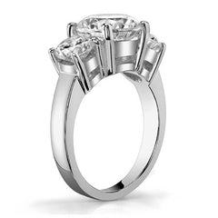 5.0ct (10mm,5mm) Round Brilliant Moissanite Three Stone Ring