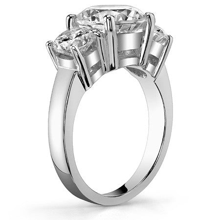 6.5ct (9.5mm,7.5mm) Round Brilliant Moissanite Three Stone Ring