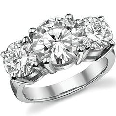 6.5ct (9.5mm,7.5mm) Round Brilliant Moissanite Three Stone Ring