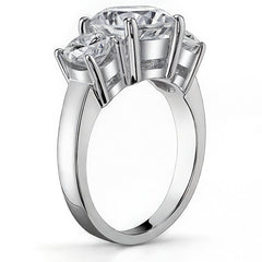 5.5ct (9.5mm,6.5mm) Round Brilliant Moissanite Three Stone Ring