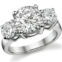 5.0ct (9.5mm,6mm) Round Brilliant Moissanite Three Stone Ring