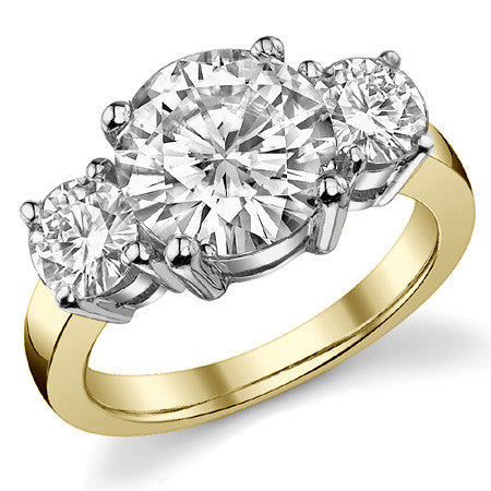 4.5ct (9.5mm,5mm) Round Brilliant Moissanite Three Stone Ring