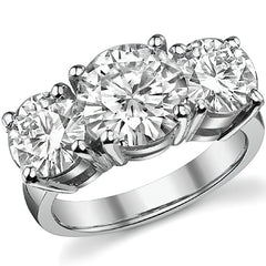 6.0ct (9.0mm,7.5mm) Round Brilliant Moissanite Three Stone Ring