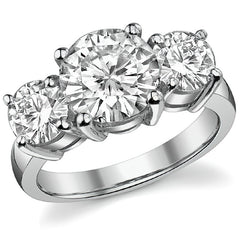 4.5ct (9.0mm,6.0mm) Round Brilliant Moissanite Three Stone Ring