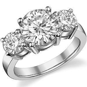 4.0ct (9.0mm,5.0mm) Round Brilliant Moissanite Three Stone Ring
