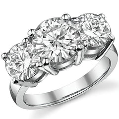 5.0ct (8.5mm,7.0mm) Round Brilliant Moissanite Three Stone Ring