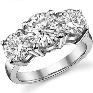 4.5ct (8.5mm,6.5mm) Round Brilliant Moissanite Three Stone Ring