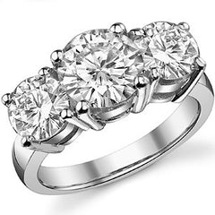 4.5ct (8.5mm,6.5mm) Round Brilliant Moissanite Three Stone Ring