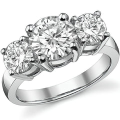 4.0ct (8.5mm,6.0mm) Round Brilliant Moissanite Three Stone Ring