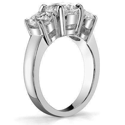 3.5ct (8.5mm,5.0mm) Round Brilliant Moissanite Three Stone Ring