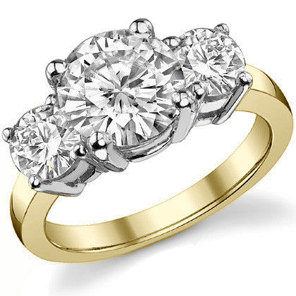 3.5ct (8.5mm,5.0mm) Round Brilliant Moissanite Three Stone Ring