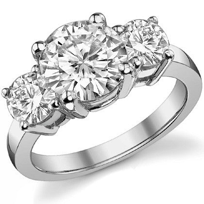 3.5ct (8.5mm,5.0mm) Round Brilliant Moissanite Three Stone Ring