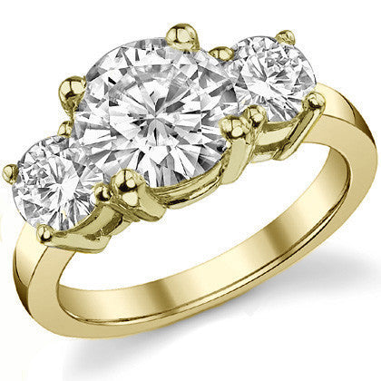 3.5ct (8.5mm,5.0mm) Round Brilliant Moissanite Three Stone Ring