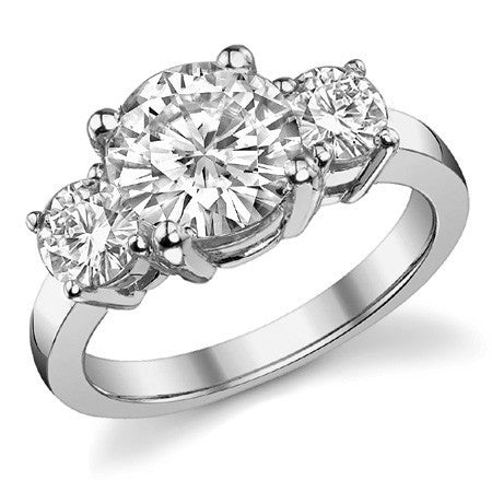 3.2ct (8.5mm,4.5mm) Round Brilliant Moissanite Three Stone Ring