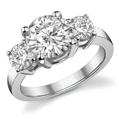 3.2ct (8.5mm,4.5mm) Round Brilliant Moissanite Three Stone Ring