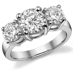 3.5ct (8mm,6.0mm) Round Brilliant Moissanite Three Stone Ring